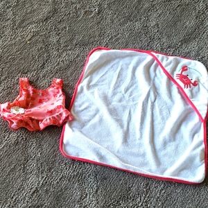 Bitty baby swimsuit and towel set.